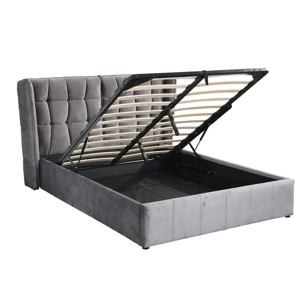 Easy Assembly no box spring needed strong wooden slats supports king queen size optional upholstered ottoman bed frame