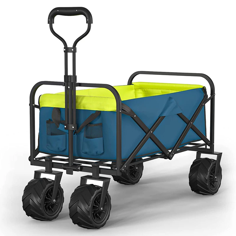 Outdoor Beach Wagon Folding Wagon Cart Heavy Duty Garden Cart with All-Terrain Wheels Portable Utility Wagon for Camping  A009