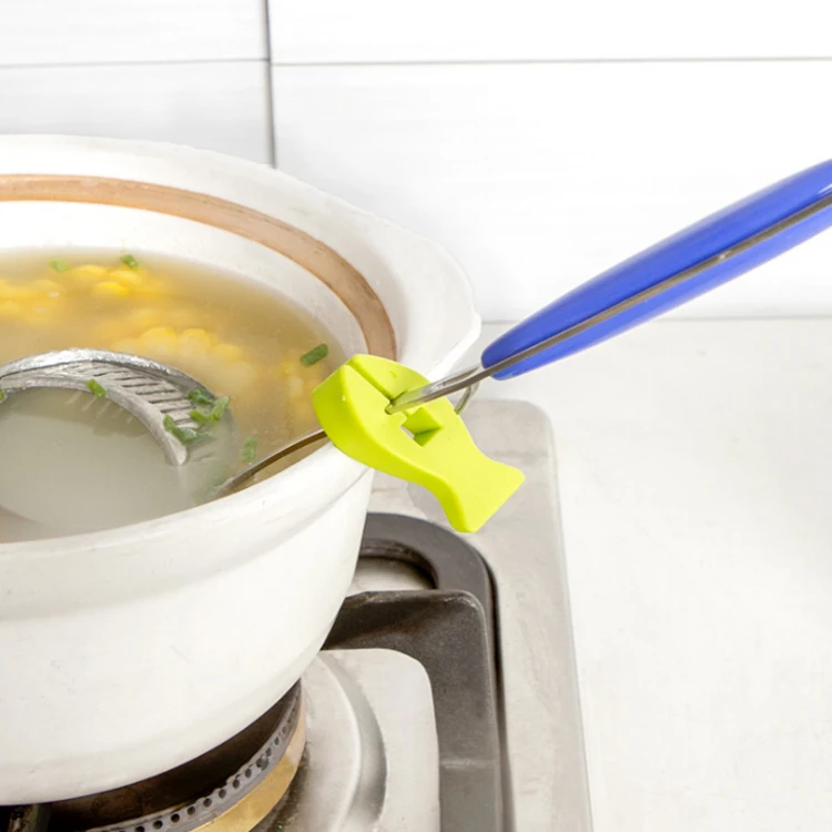 ODM Anti Slip and Scalding Spatula Holder Bowl Pot Clamp Reusable Silicone Spoon Rests Pot Clips