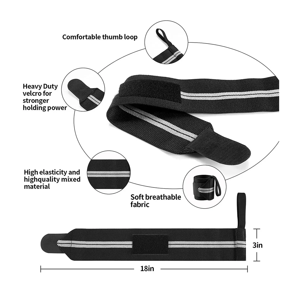 Fitness Gym Equipment Premium Leather Weight Lifting with Neoprene Wrist Wrap Support for Men & Women