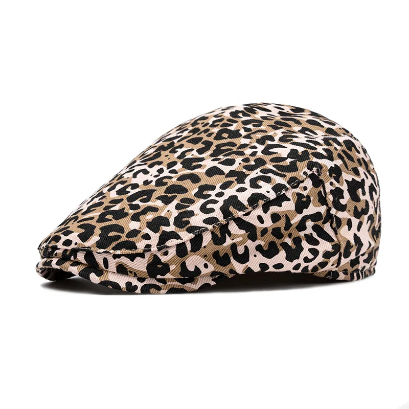 Retro Cheetah Newsboy Gatsby Cap Print Newsboy Painter Cap Golf Cabbie Beret Flat Ivy Hats Hunting Driving Cap Catsby Hat