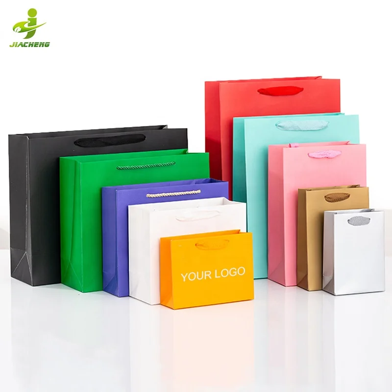 Custom Printed Personalized Brand Logo Premium Black Clothing Retail Gift Paper Shopping Bag With Ribbon Handles