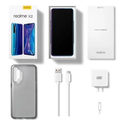 EU Version OPPO REALME X2 6.4' 8GB 128GB 730G 64MP Quad Cameras VOOC 30W Fast Charger 4000mAh NFC Moblie Phone