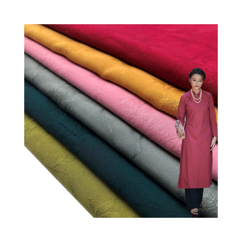 Factory direct supply Hanfu cheongsam Chinese tea clothes robe dress rattan rayon cotton dark pattern jacquard fabric