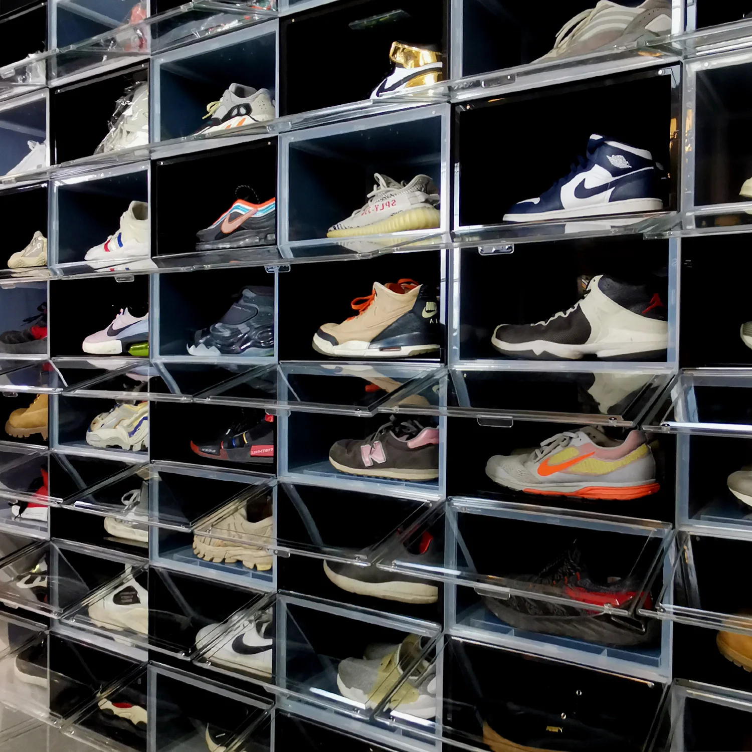 
New double ventholes design plastic transparent shoe box stackable for wholesale 