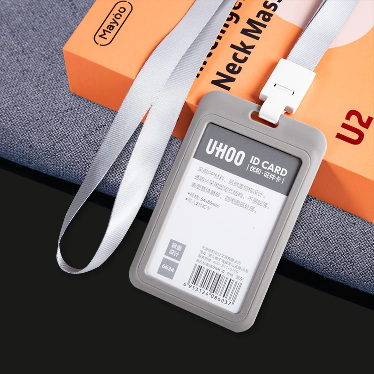 Design social worker heat press transfer sublimation automatic lanyard with leather id card holder