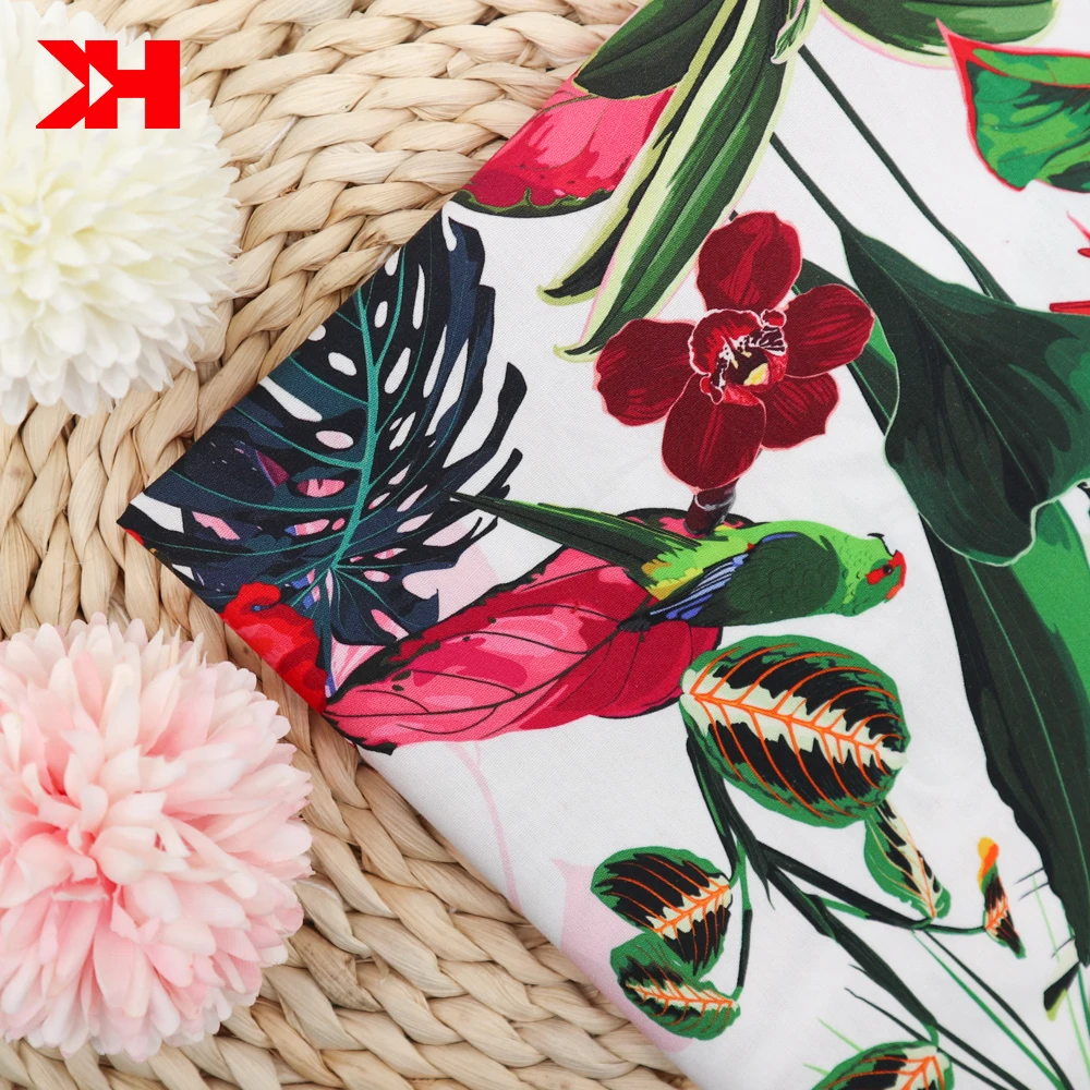 hawaii design custom printed 100 cotton stock poplin fabric for t shirt cotton