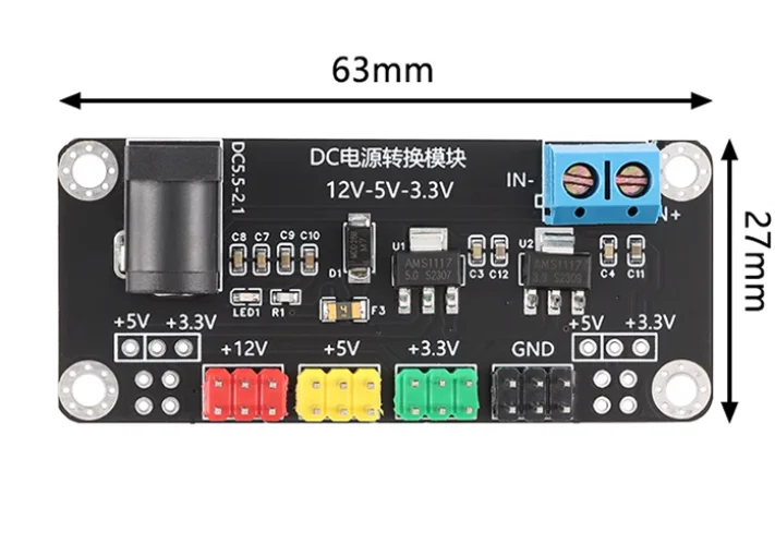 YR-1002/DC power conversion module dual 12V/5/3.3V output DC voltage stabilization compatible with MB-02  YR-1002