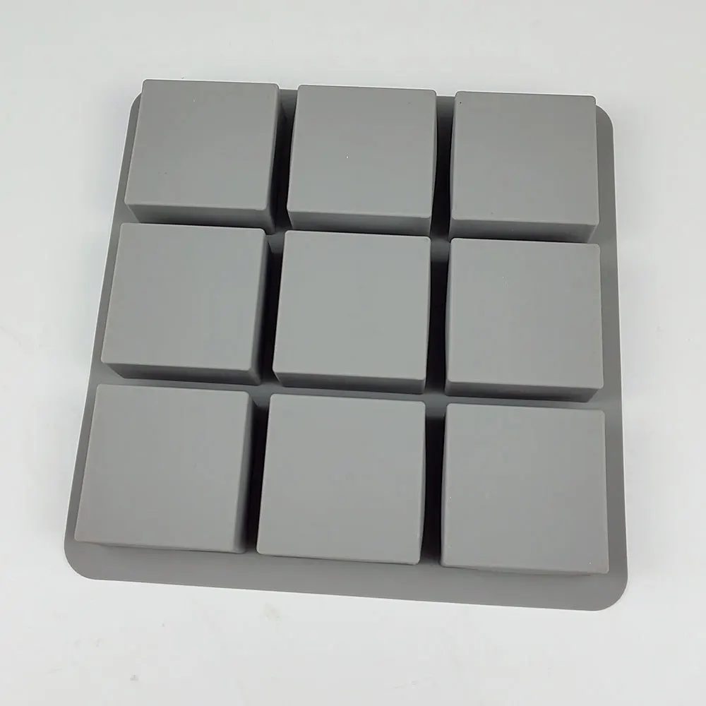Reusable Easy Release DIY  Handmade Soap Making Molds 9 cavity 100g Sharp Straight Corner Square Silicone Soap Molds