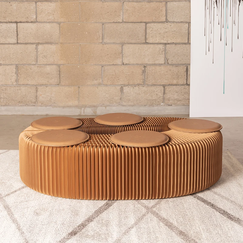 6 persons 28cm Height kraft honeycomb folding  paper bench for fair couch living room Bench