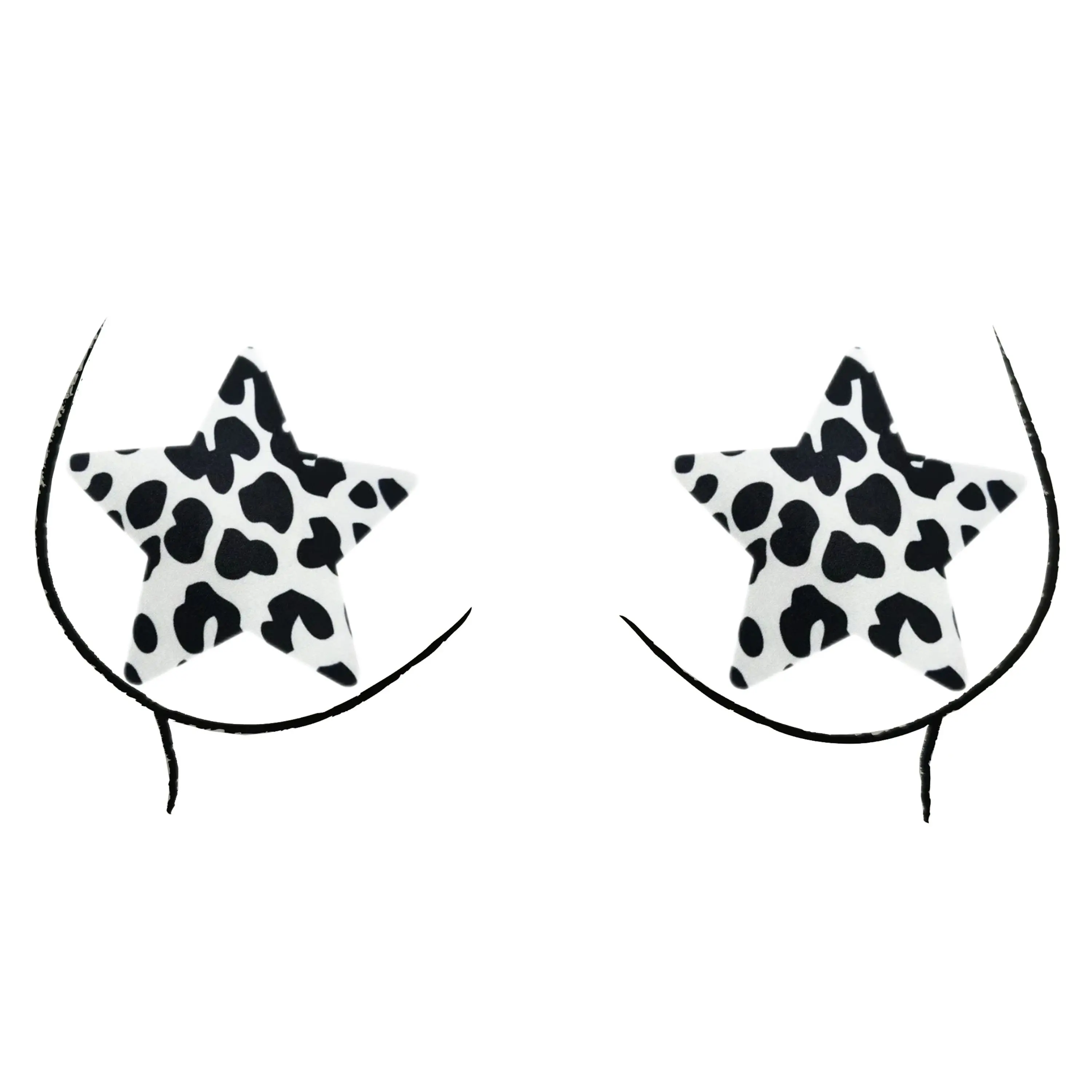 Fashionable Nipple Covers Satin Fabric Eco-Friendly Adhesive Breast Pasties Cow Pattern Breast Nipple Sticker Custom For Dating