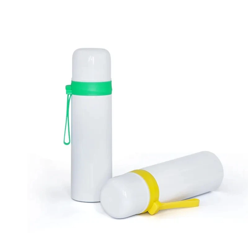 304 Stainless Steel Vacuum Flask 500ml Sublimation Thermos Cup Hot & Cold Bottle with Rubber Rope Glass Plastic & Metal Material