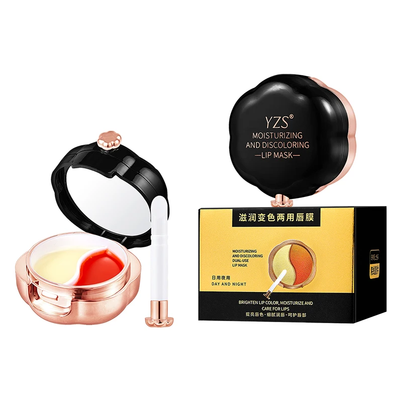 Custom Logo 2 in 1 Kiss Lip Mask Care Sleeping Lip Set Nourishing Soothing Beauty Temperature Change Color Mouth Orange Lipmask