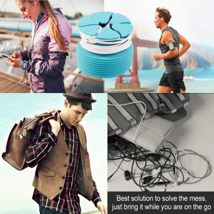 Compact Silicone Cable Organizer Earbud Cord Container Portable Earphone Holder Case with Winder Wrap