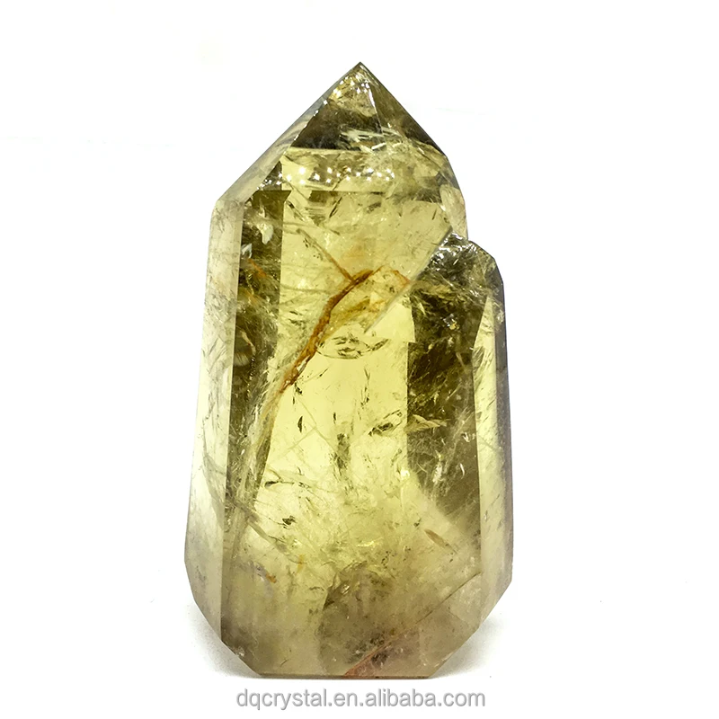 Wholesale Natural Crystal rainbow citrine polished tower Crystal craft yellow large citrine point wand for decoration