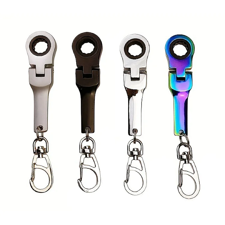 10mm Ratchet Wrench Keychain Key Ring Metal Keychain Color zinc plating and black 10mm Wrench Keychain Multi-Function Use