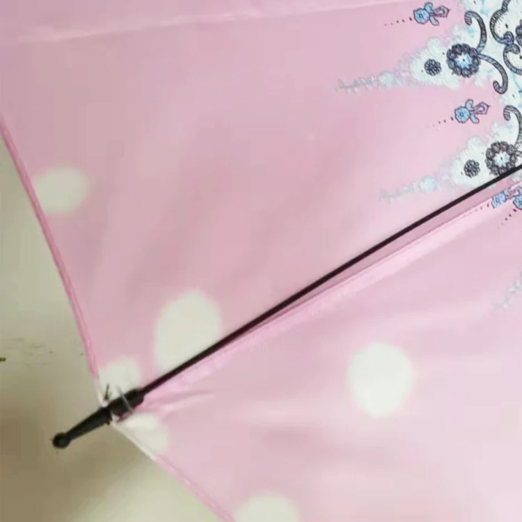 straight umbrellas wooden handle custom painting print fabric stick umbrella with logo for the rain cheap promotion gift