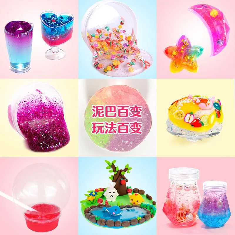 Zhiqu Toys Ultimate DIY Fluffy Slime Making Kit Boys and Girls Birthday Idea Includes Crystal Slime and Clay Game Supplies