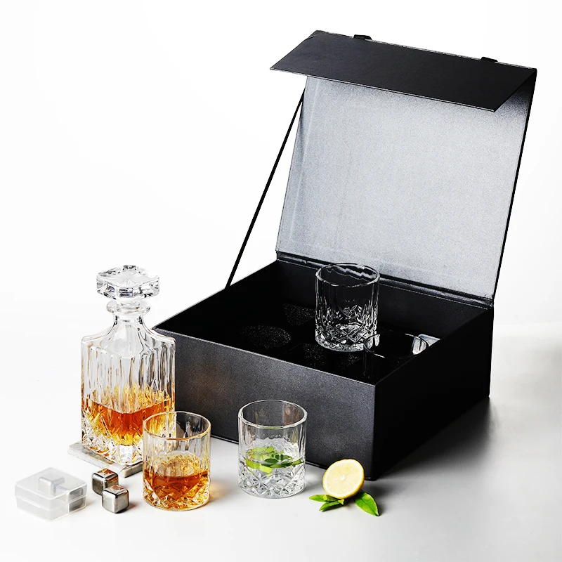 750ML Factory Hot Selling Crystal Glass Wine Bottle Giftbox Vodka Liquor Whisky Decanter