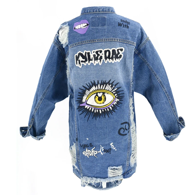 
Customize Your Own Sequin Printed Casual Loose Long Sleeve Jacket Women Denim Jacket Fall Jean Jackets 