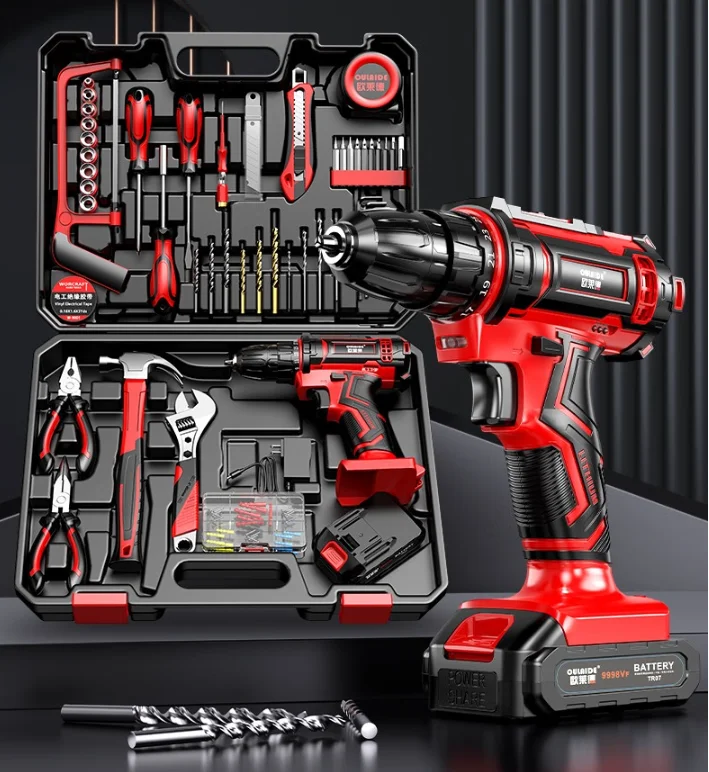 WHAMX 21V Brushless Home Electric Drill Impact Drill Lithium Battery Tool Electric Screwdriver Setlithium Battery Hardwar