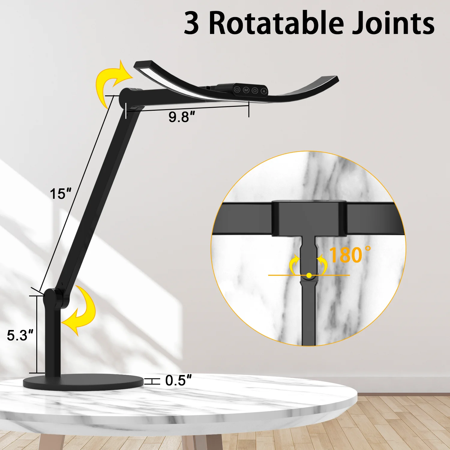Newest Metal Dimmable LED Table Lamp for Home Office Adjustable Height Long Arm Foldable Clip-on Desk Lamp Light with Base