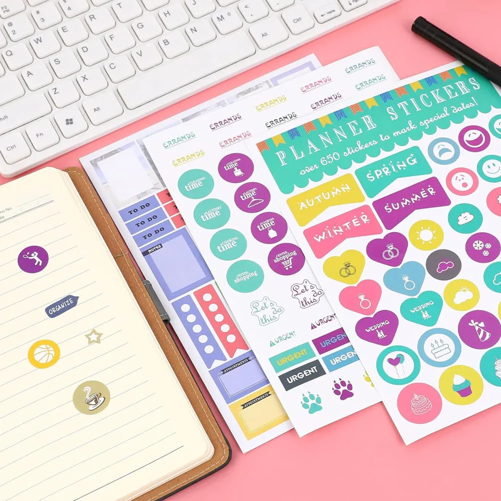 Decorative Paper Stickers Custom Adhesive Journal Planner Sheet Sticker For Notebooks