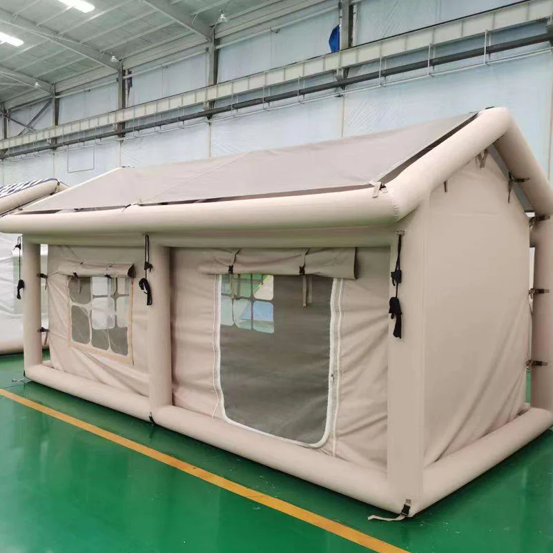 Custom outdoor travel two-room waterproof inflatable house Air tent Foldable large family camping tent