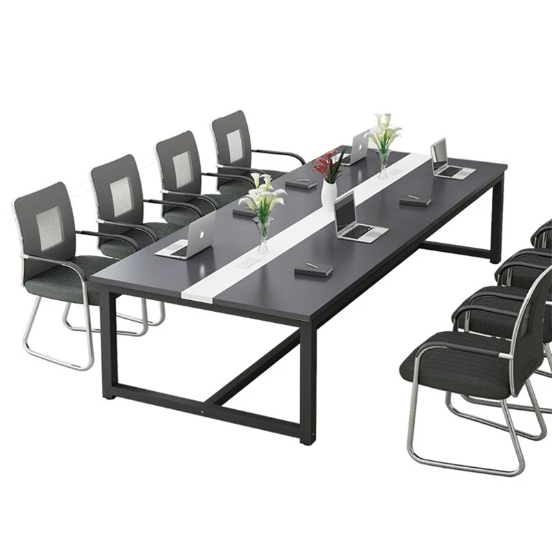 Modern Simple Design Conference Table Office Furniture Metal Frame 6/8/10/12 People Big Meeting Table Set