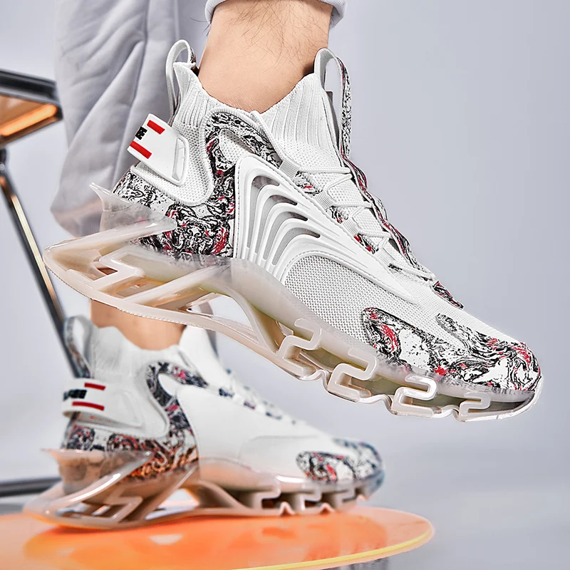 new style men fashion sneaker high quality breathable shoes white blue slip on men sport shoes