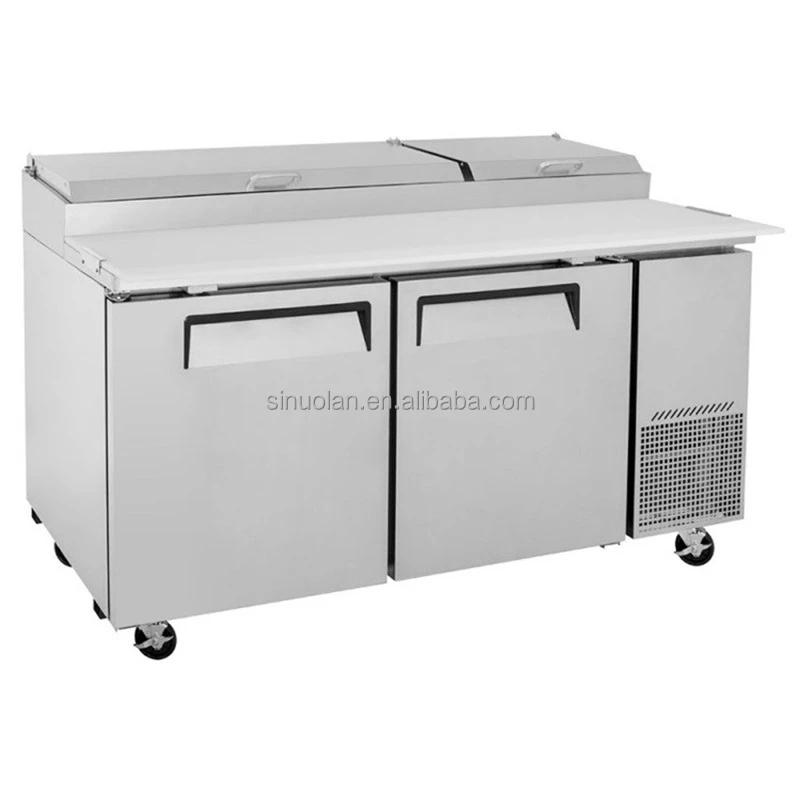 Commercial 2 Doors Kitchen Workbench Fresh Keeping Freezer Refrigerator Preparation Table
