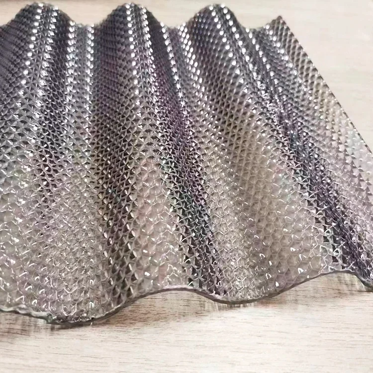 Diamond polycarbonate tiles embossed corrugated sheet hard corrugated plastic sheet curved roofing sheet price
