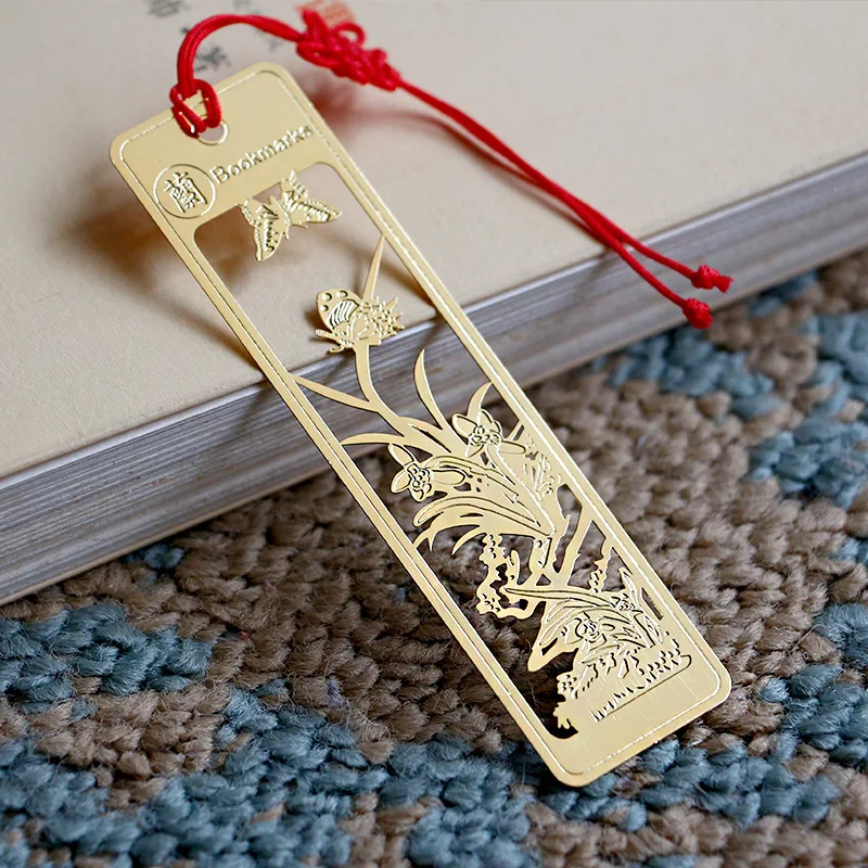 Wholesale Factory Price Stainless Steel Metal Hollow Drawing Template Custom Logo Silver Plated Cut Out Metal Stencil Bookmark