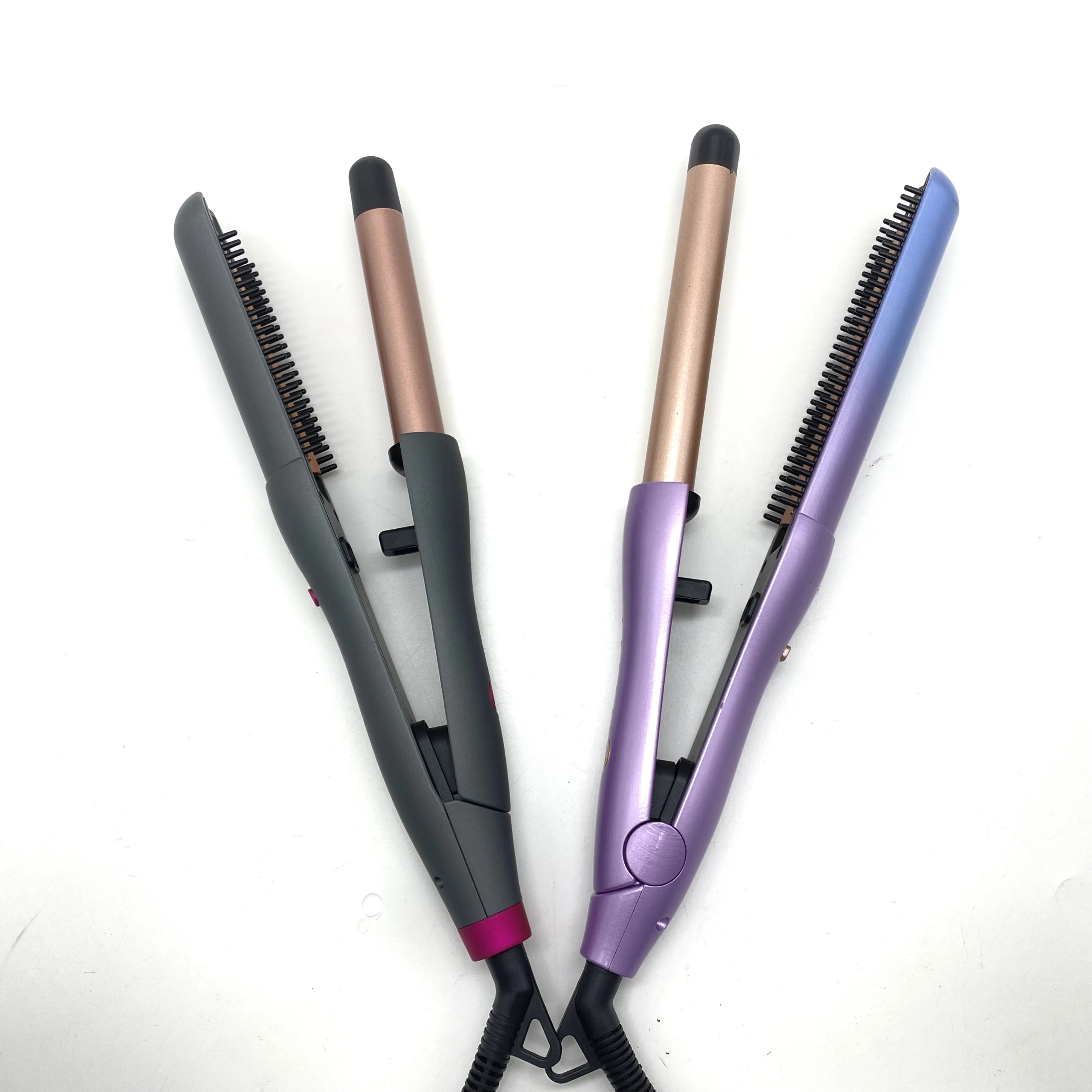 3in1Hair Straightener Curling Iron 9mm Tourmaline Ceramic Flat Iron-Anti Scald Curler for Straightening & Curling, 5Temp Setting