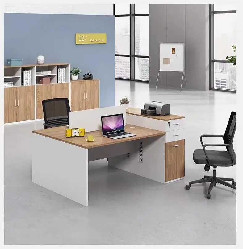 High quality 3 person partition workstation tables with wire box computer desk
