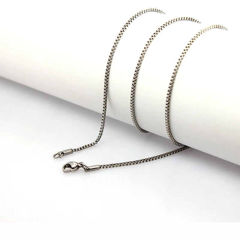 In Stock 1.6mm x 60cm Short Box Chain Necklace 24 Inch length Stainless Steel Necklace DIY Jewelry Making