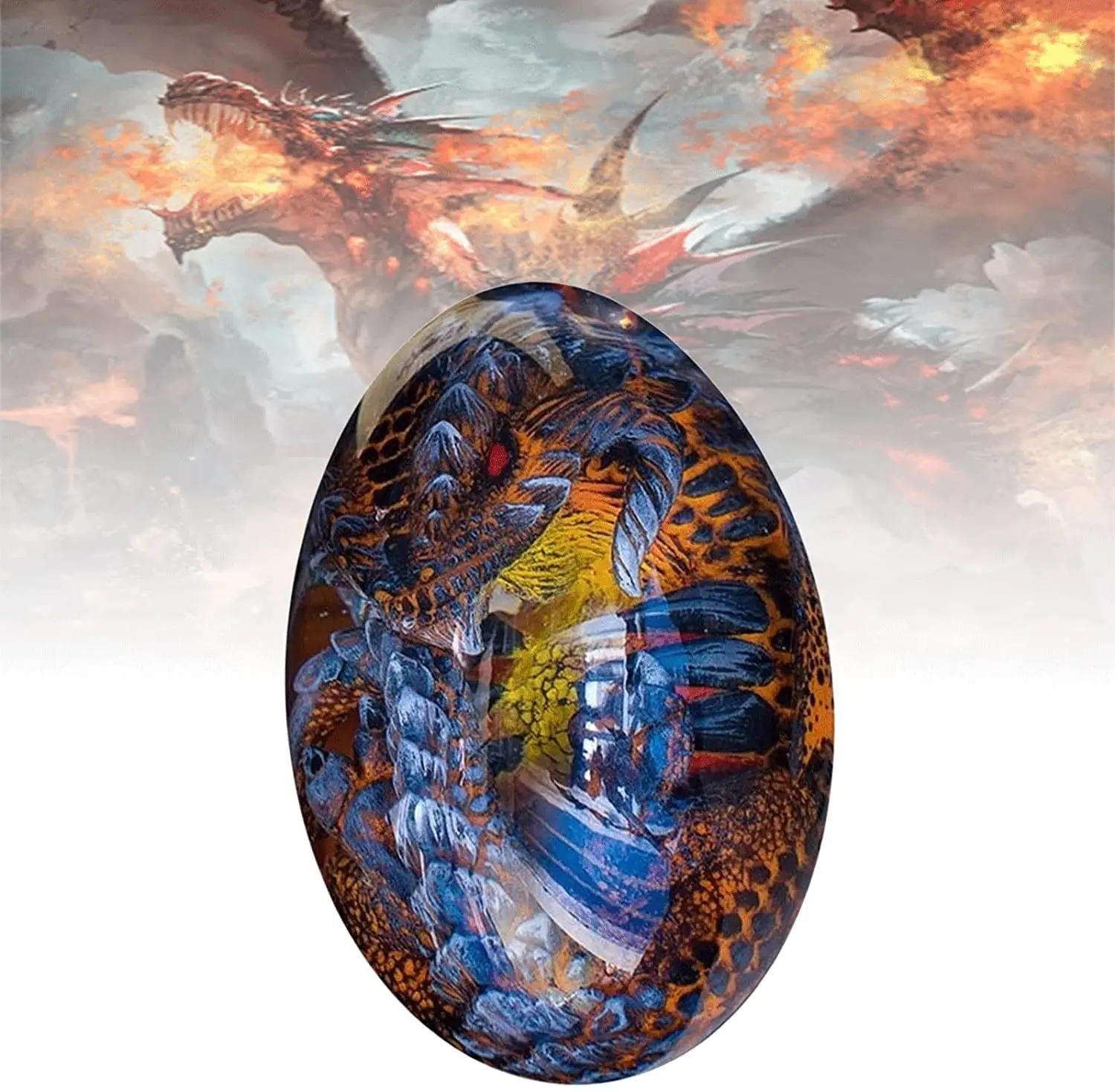 Lava Dragon Egg with Lighted Base Decor Dragon Egg Crystal Resin Transparent Handmade Sculpture Fire Pocket Dragon Souvenir