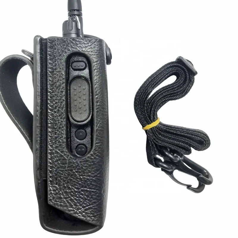 R7 Two way radio Full Leather Holster case full keypad leather cover With Strap attach Carry Case for Motorola R7