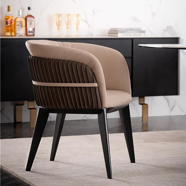 Dining Room Furniture Leather Ergonomic Chair Grey Vinyl Upholstery Accent Italian Dining Chair
