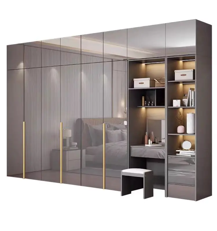 Foshan Melamine Open Clothes Luxury Furniture 2 Door Small Designs Cupboards For Bedroom Wardrobe