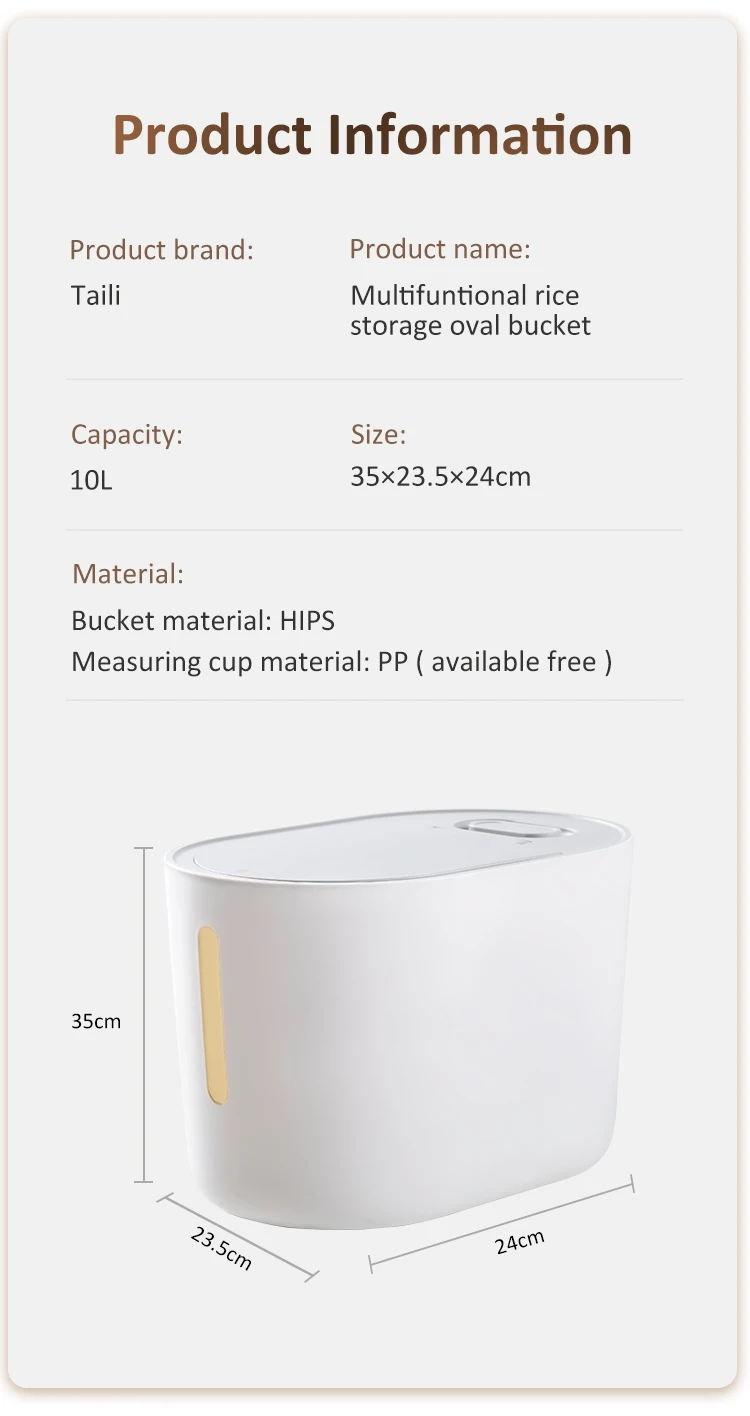 Large Capacity BPA Free 10KG Automatic Rice Dispenser Plastic Rice Storage Bucket Bin Food Grain Rice Storage Bin Container
