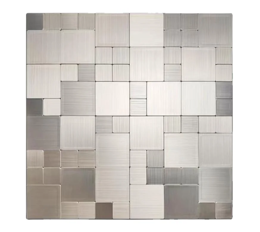 Irregular stainless steel metal wire-drawing mosaic tile