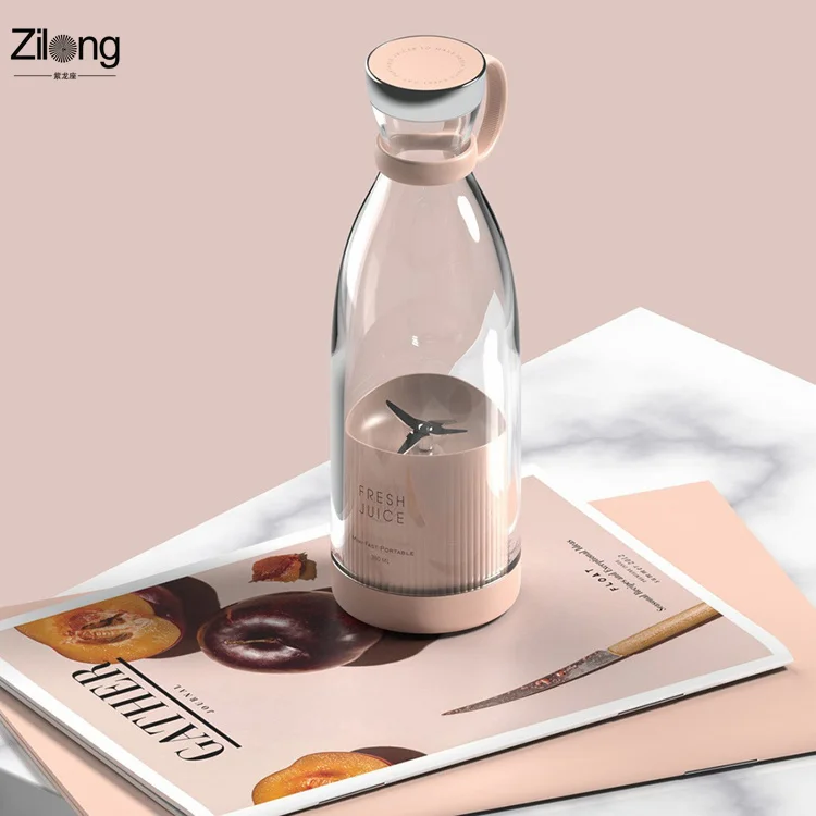ZILONG Portable USB Mini Oran Juicer 350ml Electric Handheld Blender Stainless Steel Glass Housing RV Smoothies Many Colors