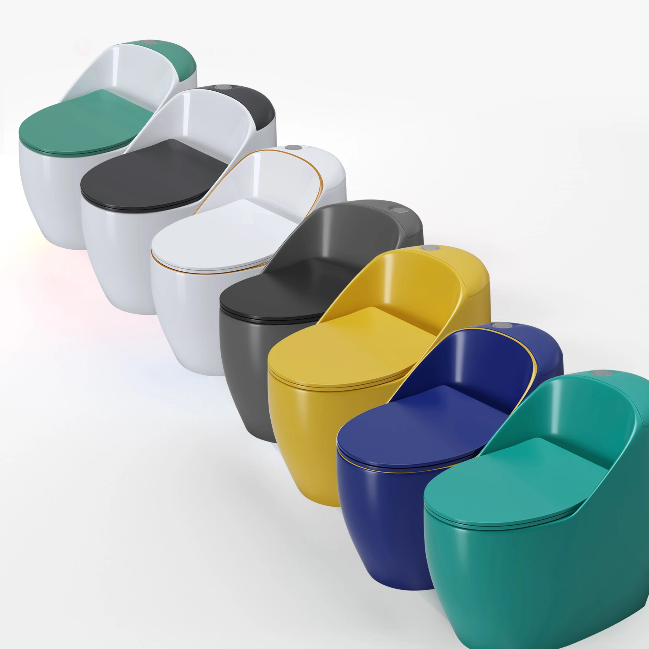 Custom cheap splashproof water new design colourful bathroom floor mounted toilet bowl siphonic ceramic one piece toilet commode