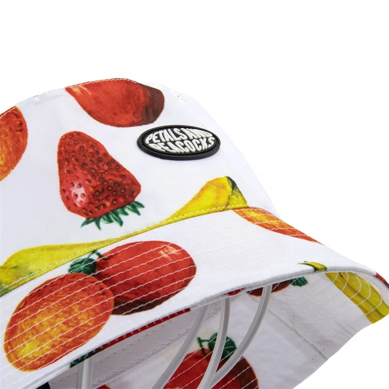 Custom 2023 Polyester Twill Cotton Bucket Hat with All-Over Print and Embroidered Logo Reversible Bucket Hat