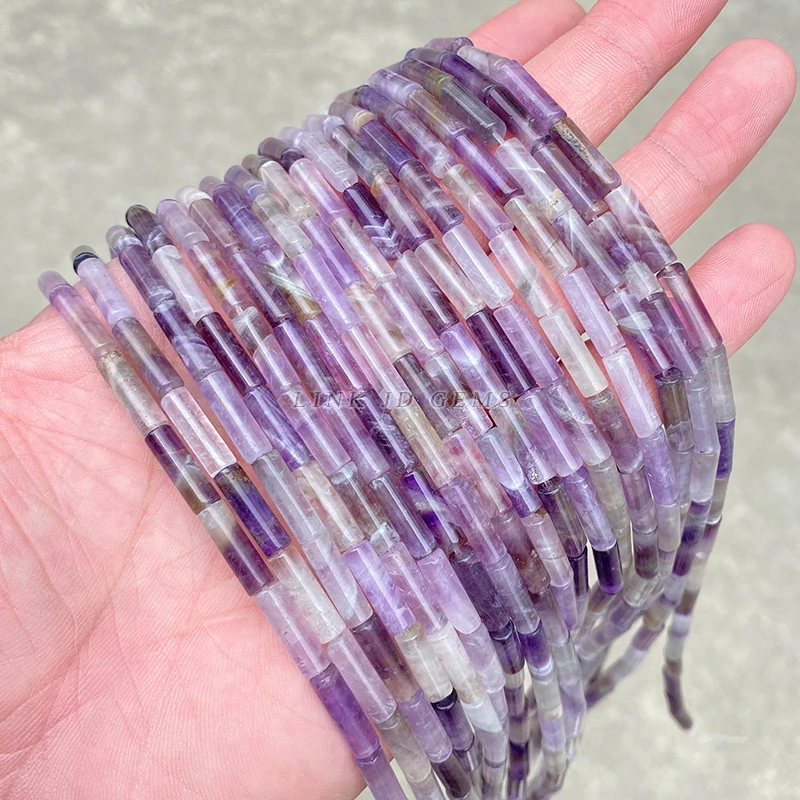 4*13mm Natural Amethyst Tube Shape Beads Loose Reiki Crystal Cylindrical Bead For Jewelry Making DIY Bracelet Earrings Accessory