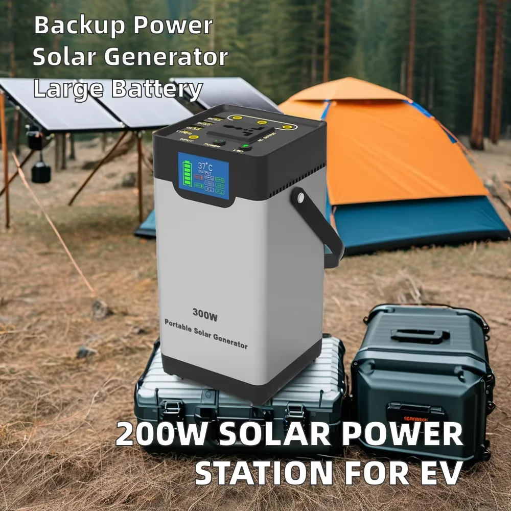 Portable 300W Pure Sine Wave Power Station Rechargeable Outdoor Camping Emergency Supply with LED Lighting