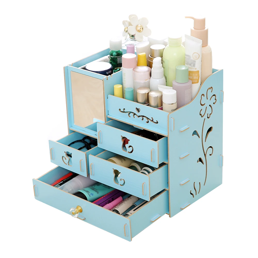 Wholesale Modern Pretty Led Mirror Makeup  Storage Box  Makeup Organizer