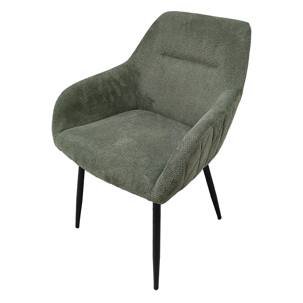 ST-8852 Indoor Metal Legs Modern Dining Chairs Upholstery Restaurant Chairs Fabric High Back Accent Dining Room Arm Chairs