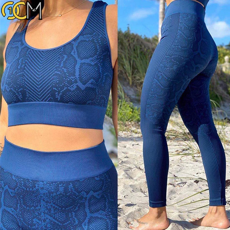 
Women 2 piece legging snake print workout set active gym wear fitness yoga sport suits for women 